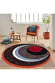 Rovigo Home Dijital Baskı Yıkanabilir Kaymaz Taban Yuvarlak Halı RVG7279 160x160 cm