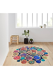 Rovigo Home Dijital Baskı Yıkanabilir Kaymaz Taban Yuvarlak Halı RVG7015 140x140 cm