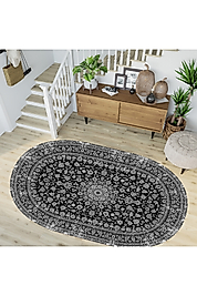 Rovigo Home Dijital Baskı Yıkanabilir Kaymaz Taban Oval Halı RVG7251-HT125 100x150 cm