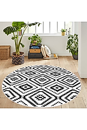Rovigo Home Dijital Baskı Yıkanabilir Kaymaz Taban Yuvarlak Halı RVG7111 180x180 cm