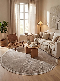 Rovigo Home Şönil Sedef Dokuma Yuvarlak Halı-Vizon