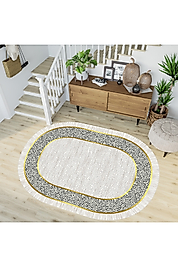 Rovigo Home Dijital Baskı Yıkanabilir Kaymaz Taban Oval Halı RVG7208-SD1071 100x200 cm