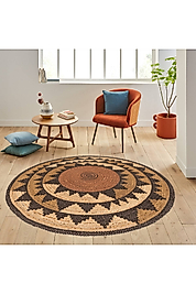 Rovigo Home Dijital Baskı Yıkanabilir Kaymaz Taban Yuvarlak Halı RVG7007 140x140 cm