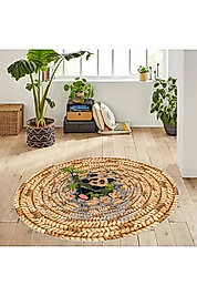 Rovigo Home Dijital Baskı Yıkanabilir Kaymaz Taban Yuvarlak Halı RVG7063-SD332 160x160 cm