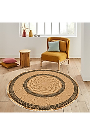 Rovigo Home Dijital Baskı Yıkanabilir Kaymaz Taban Yuvarlak Halı RVG7068-SD353 140x140 cm