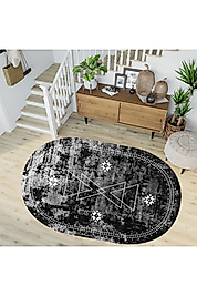 Rovigo Home Dijital Baskı Yıkanabilir Kaymaz Taban Oval Halı RVG7268-SD1034 100x150 cm