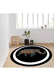 Rovigo Home Dijital Baskı Yıkanabilir Kaymaz Taban Yuvarlak Halı RVG7128 120x120 cm