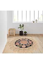 Rovigo Home Dijital Baskı Yıkanabilir Kaymaz Taban Yuvarlak Halı RVG7013 140x140 cm