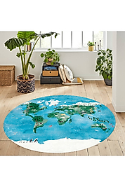 Rovigo Home Dijital Baskı Yıkanabilir Kaymaz Taban Yuvarlak Halı RVG7347 180x180 cm