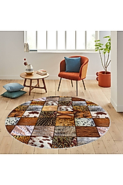 Rovigo Home Dijital Baskı Yıkanabilir Kaymaz Taban Yuvarlak Halı RVG7072 180x180 cm