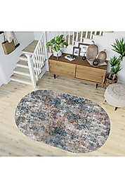 Rovigo Home Dijital Baskı Yıkanabilir Kaymaz Taban Oval Halı RVG7236-SD292 100x200 cm