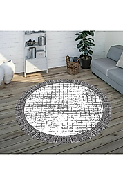 Rovigo Home Dijital Baskı Yıkanabilir Kaymaz Taban Yuvarlak Halı RVG7332-HS209 100x100 cm