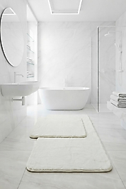 Yüksek Kalite, Deri Taban, Tavşan tüyü,Pofuduk Post Banyo Paspası 2'li 100x60 - 60x50 cm