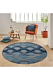 Rovigo Home Dijital Baskı Yıkanabilir Kaymaz Taban Yuvarlak Halı RVG7172 120x120 cm