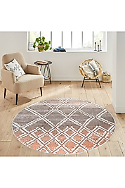 Rovigo Home Dijital Baskı Yıkanabilir Kaymaz Taban Yuvarlak Halı RVG7121 120x120 cm