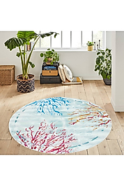 Rovigo Home Dijital Baskı Yıkanabilir Kaymaz Taban Yuvarlak Halı RVG7141 160x160 cm
