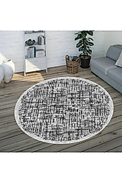 Rovigo Home Dijital Baskı Yıkanabilir Kaymaz Taban Yuvarlak Halı RVG7324-HT182 100x100 cm