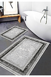 Dijital Baskı Modern Banyo Halısı İkili Banyo Paspası RVG5-FNL162 100x60+60x50 cm