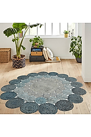 Rovigo Home Dijital Baskı Yıkanabilir Kaymaz Taban Yuvarlak Halı RVG7020 140x140 cm