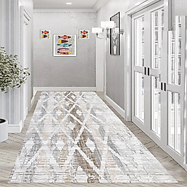 Dijital Baskı Yıkanabilir Kaymaz Taban Salon Halısı Ve Yolluk RV140-FNL445 100x400 cm