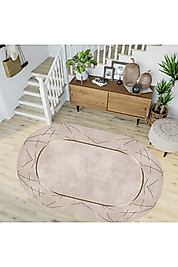 Rovigo Home Dijital Baskı Yıkanabilir Kaymaz Taban Oval Halı RVG7261-SD532 100x300 cm