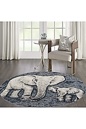 Rovigo Home Dijital Baskı Yıkanabilir Kaymaz Taban Yuvarlak Halı RVG7126 180x180 cm