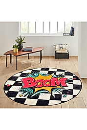 Rovigo Home Dijital Baskı Yıkanabilir Kaymaz Taban Yuvarlak Halı RVG7147 180x180 cm