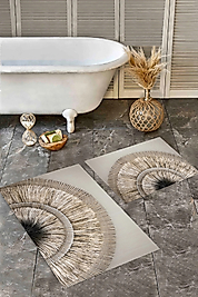 Dijital Baskı Modern Banyo Halısı İkili Banyo Paspası LNA5303 100x60+60x50 cm