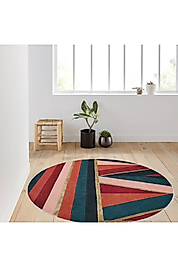 Rovigo Home Dijital Baskı Yıkanabilir Kaymaz Taban Yuvarlak Halı RVG7017 140x140 cm