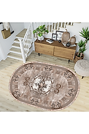 Rovigo Home Dijital Baskı Yıkanabilir Kaymaz Taban Oval Halı RVG7191_HK070 100x150 cm